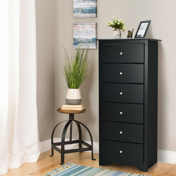 6 Drawers Chest Dresser Clothes Storage Bedroom Furniture Cabinet-Black