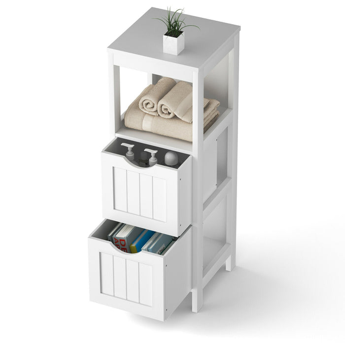 Floor Multifunction Bathroom Storage Organizer Rack with 2 Drawers