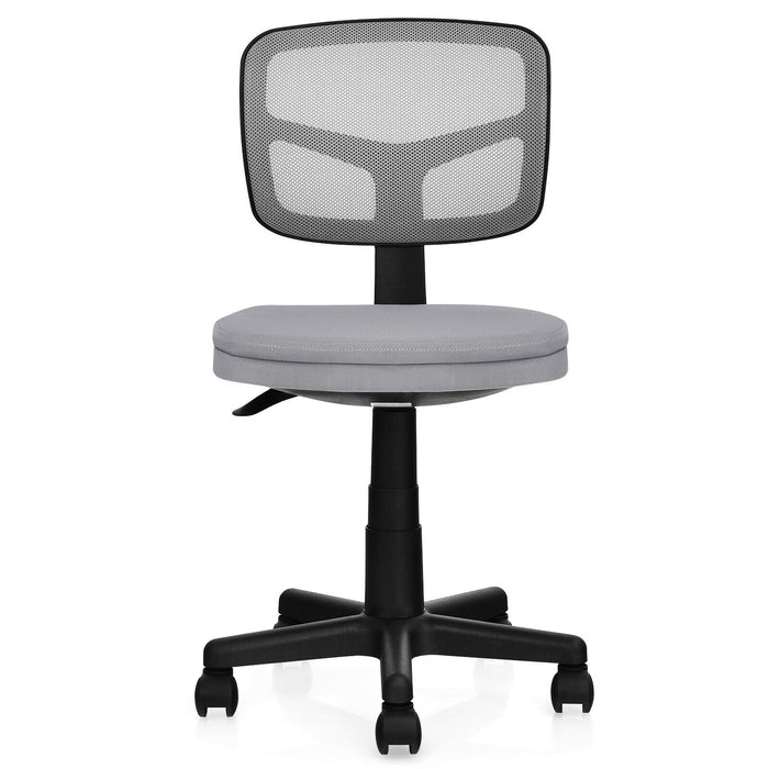 Armless Computer Chair with Height Adjustment and Breathable Mesh for Home Office-Gray