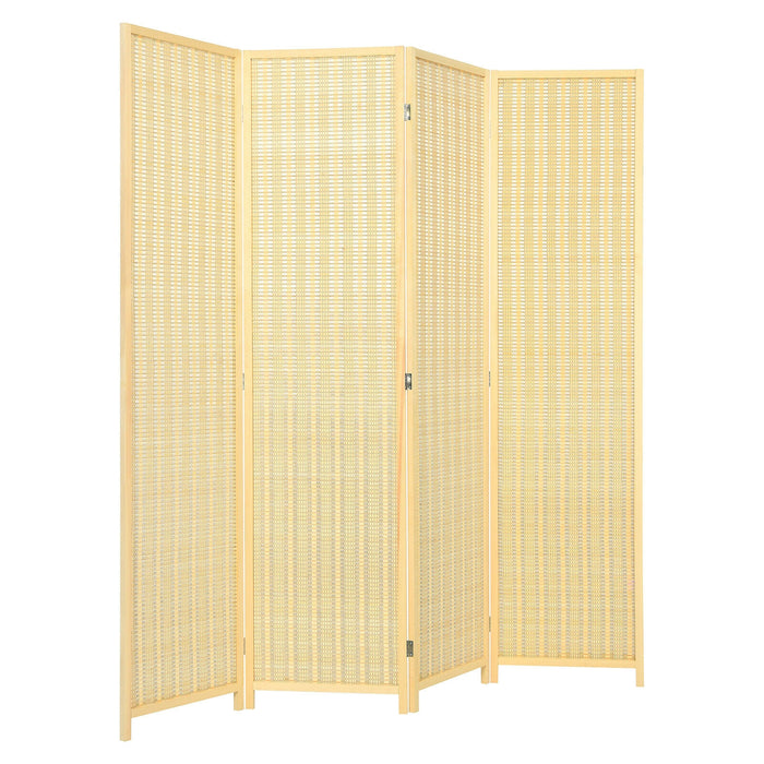 6 ft 4 Panel Portable Folding Room Divider Screen-Natural