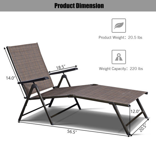 Adjustable Chaise Lounge Chair with 5 Reclining Positions