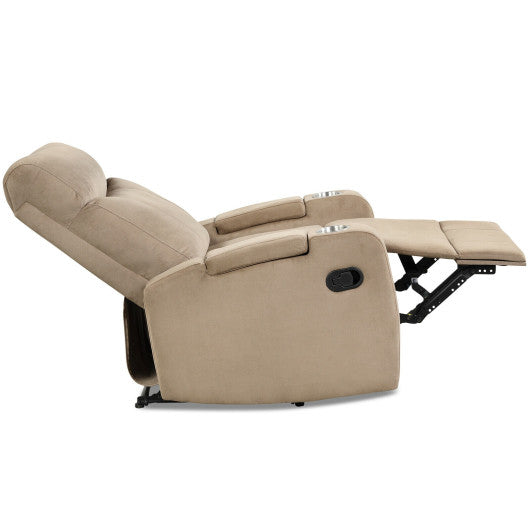 Recliner Chair Single Sofa Lounger with Arm Storage and Cup Holder for Living Room-Brown