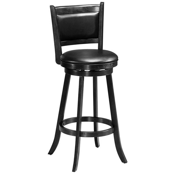 Set of 2 29 Inch Swivel Bar Height Stool Wood Dining Chair Barstool-Black