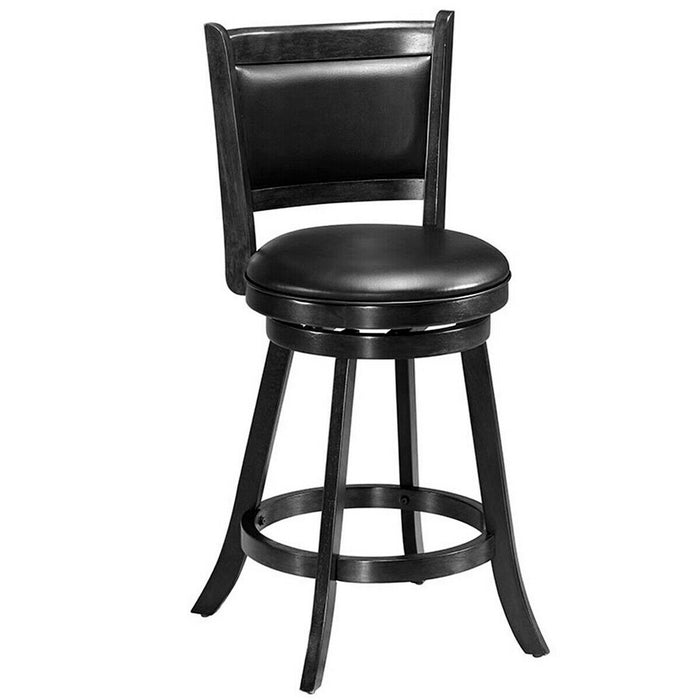 2 Pieces 24 Inches Swivel Counter Stool Dining Chair Upholstered Seat-Black