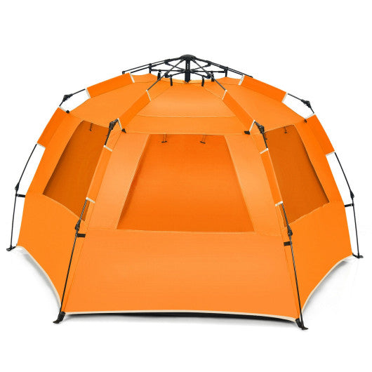 3-4 Person Easy Pop Up Beach Tent UPF 50+ Portable Sun Shelter-Orange