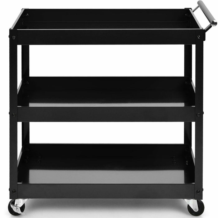 3-Tier Utility Cart Metal Mental Storage Service Trolley-Black