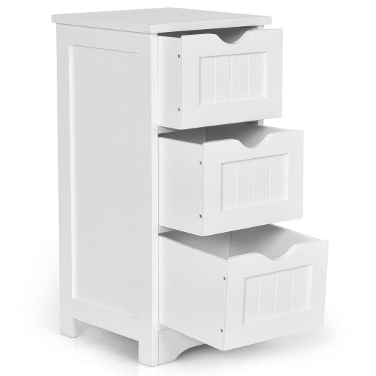 Bathroom Wooden Free Standing Storage Side Floor Cabinet Organizer-3-Tier.