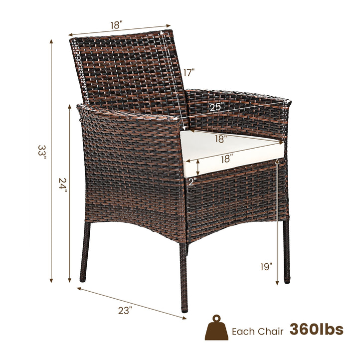 2 Pieces Outdoor PE Rattan Armchairs with Removable Cushions