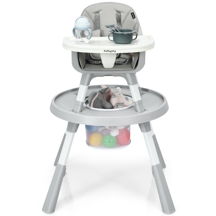 6-in-1 Baby High Chair Infant Activity Center with Height Adjustment-Gray