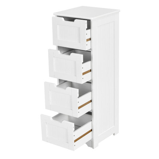 Free-Standing Side Storage Organizer with 4 Drawers-White