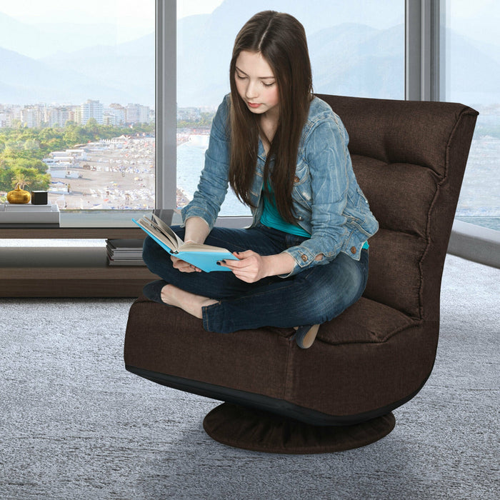 5-Position Folding Floor Gaming Chair-Brown