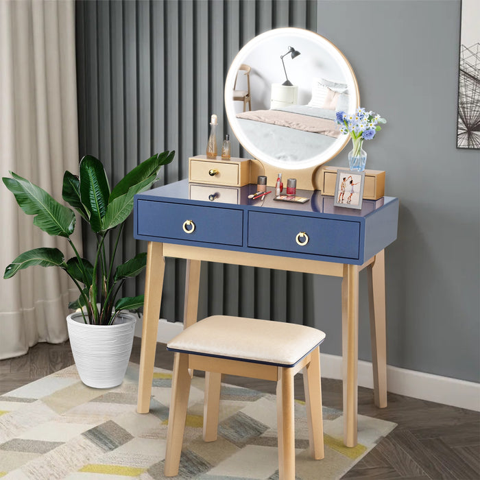 Makeup Vanity Table Set 3 Color Lighting Dressing Table-Blue