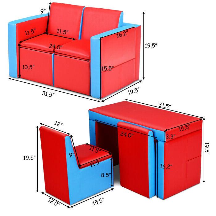 Multi-functional Kids Sofa Table Chair Set