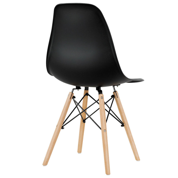 4 Pieces Modern Armless Dining Chair Set with Wood Legs-Black