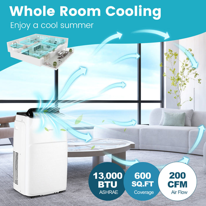 13000 BTU Portable 4-in-1 Air Conditioner with App and Voice Control-White