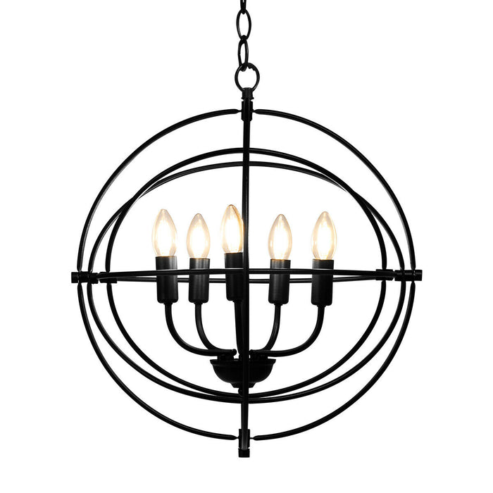 20 Inch 5 Lights Metal Chandelier with Pivoting Interlocking Rings