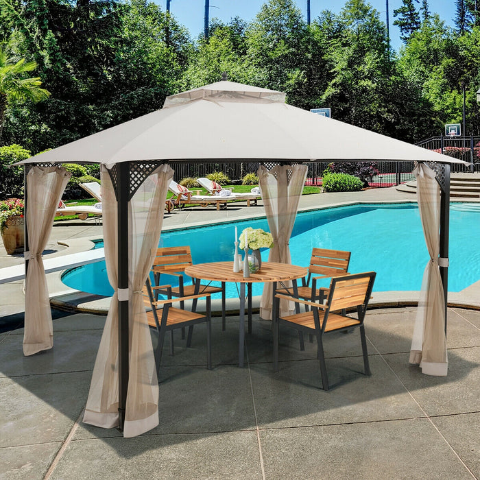 12â€™ x 10â€™Outdoor Double Top Patio Gazebo-Beige