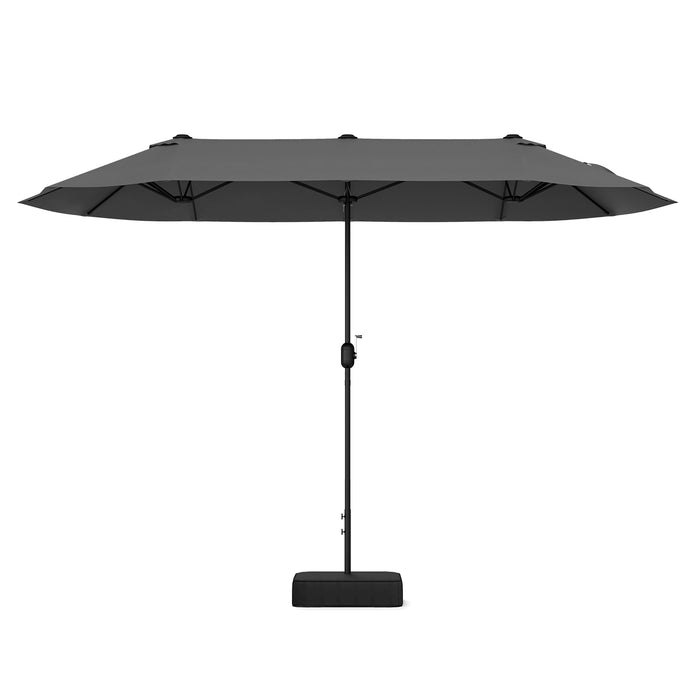 13 Feet Double-Sided Patio Twin Table Umbrella with Crank Handle-Gray