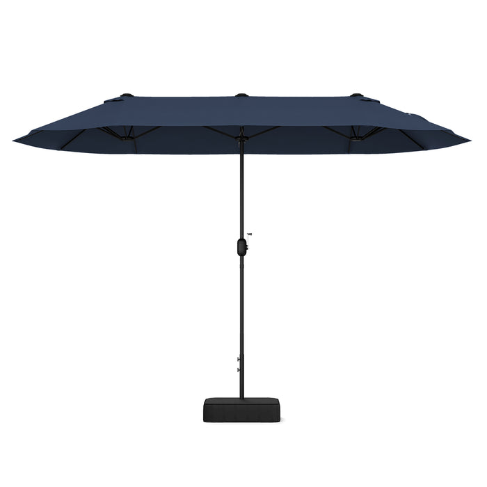 13 Feet Double-Sided Patio Twin Table Umbrella with Crank Handle-Navy