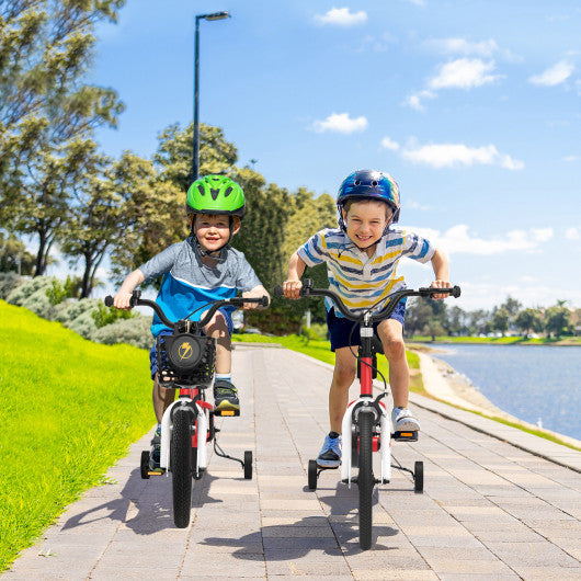 14 Inch Kids Bike with 2 Training Wheels for 3-5 Years Old-Red