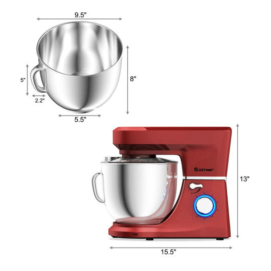 7.5 Qt Tilt-Head Stand Mixer with Dough Hook-Red