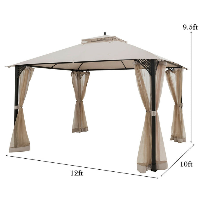 12â€™ x 10â€™Outdoor Double Top Patio Gazebo-Beige