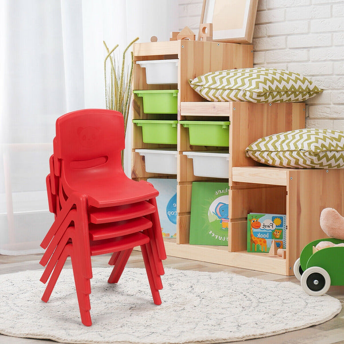 4-pack Kids Plastic Stackable Classroom Chairs-Red