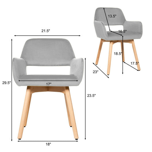 Set of 2 Modern Accent Armchairs-Gray