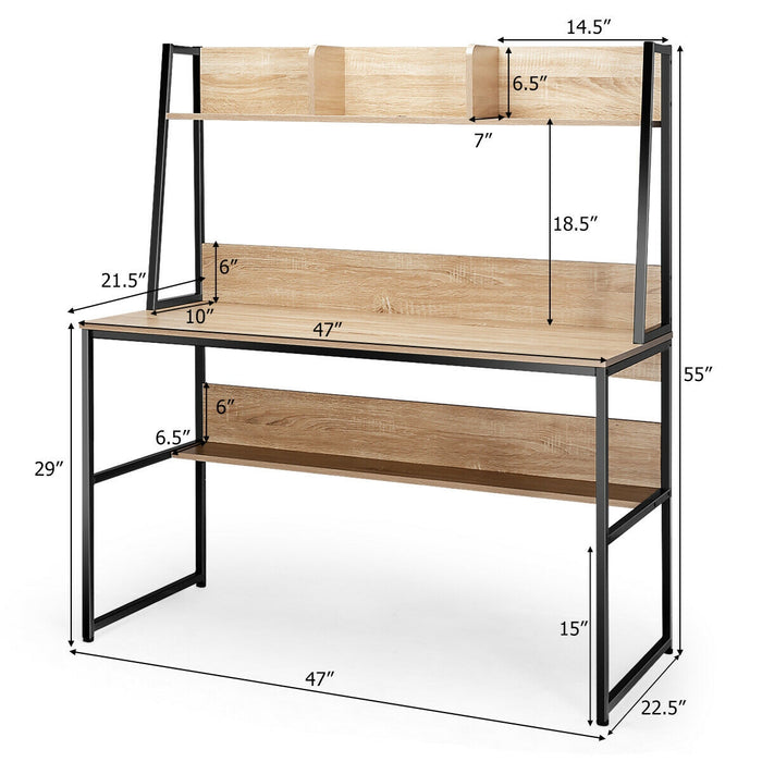 47-Inch Computer Desk Writing Study Table Workstation-Natural