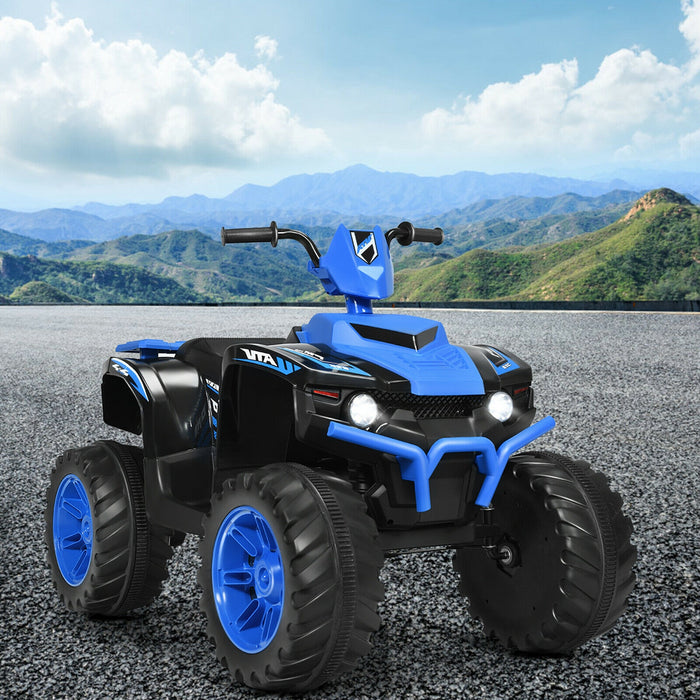 12V Kids Ride on ATV with LED Lights and Treaded Tires and LED lights-Navy