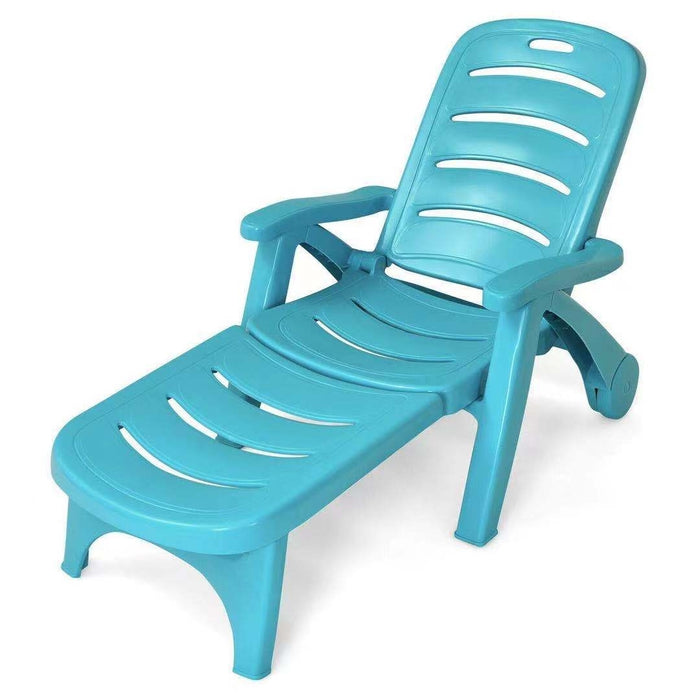 5 Position Adjustable Folding Lounger Chaise Chair-Turquoise