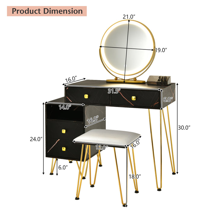 Modern Dressing Table with Storage Cabinet-Black