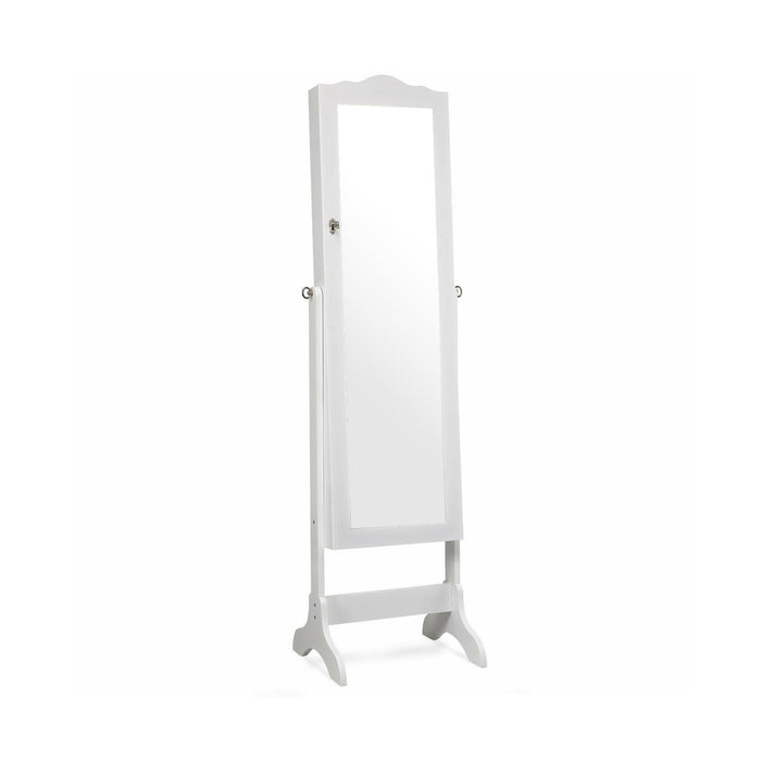 14 LED Jewelry Armoire Cabinet with Full Length Mirror and 4 Tilting Angles-White