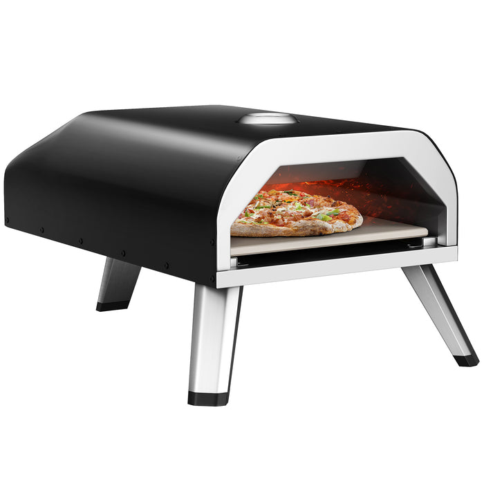 15000 BTU Foldable Pizza Oven with Pizza Peel Stone and Cutter-Black