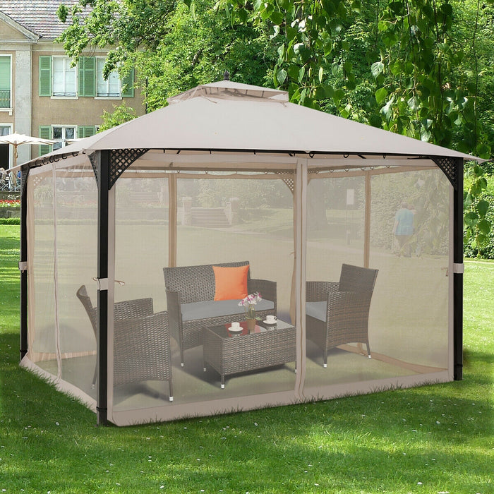 12â€™ x 10â€™Outdoor Double Top Patio Gazebo-Beige