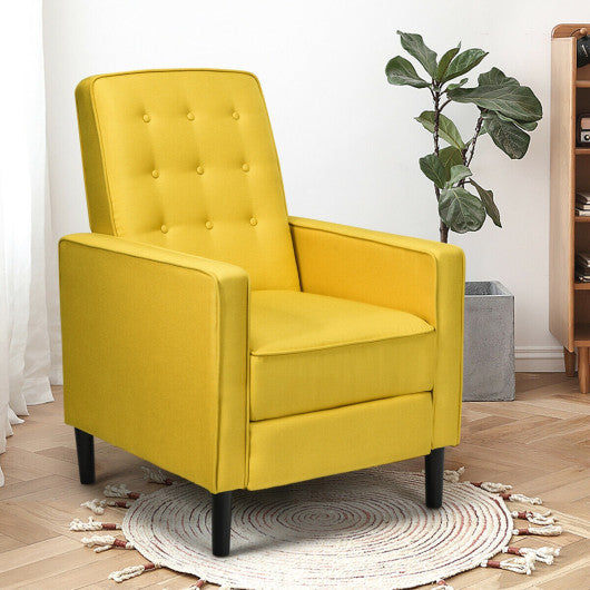 Mid-Century Push Back Recliner Chair -Yellow