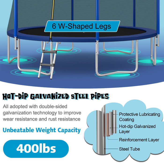 15/16 Feet Outdoor Recreational Trampoline with Enclosure Net-15ft