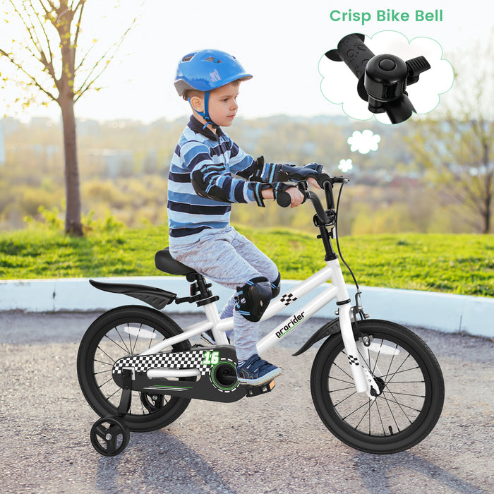 16 Inch Kids Bike with Removable Training Wheels-Black & White