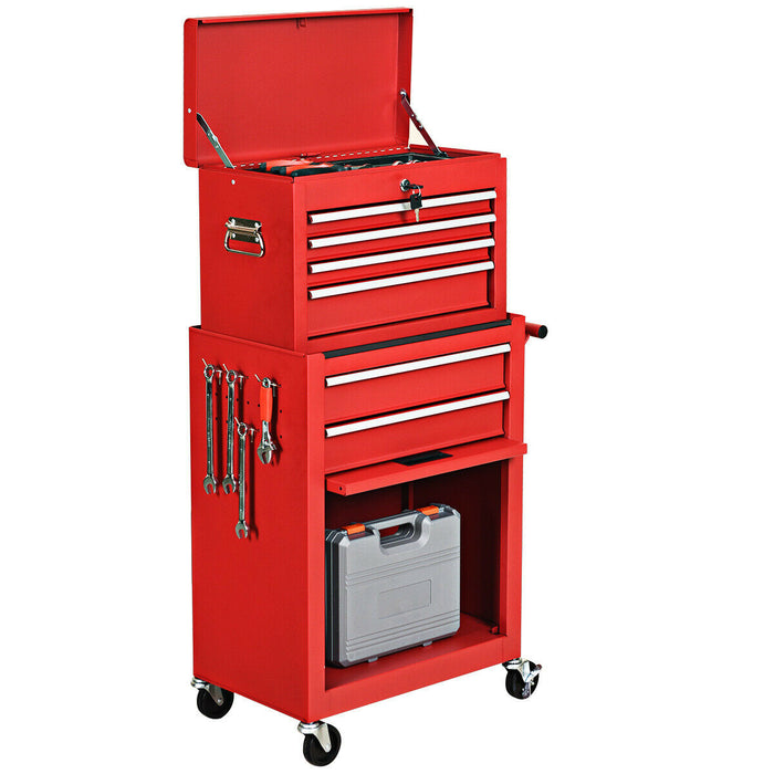 Rolling Cabinet Storage Chest Box Garage Toolbox Organizer-Red