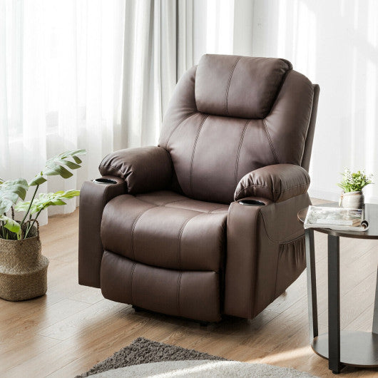 Electric Power Lift Leather Massage Sofa-Brown