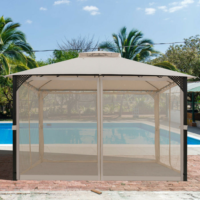 12â€™ x 10â€™Outdoor Double Top Patio Gazebo-Beige