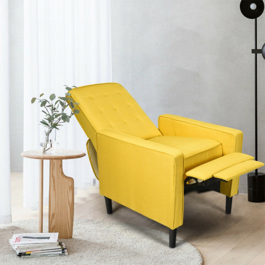 Mid-Century Push Back Recliner Chair -Yellow