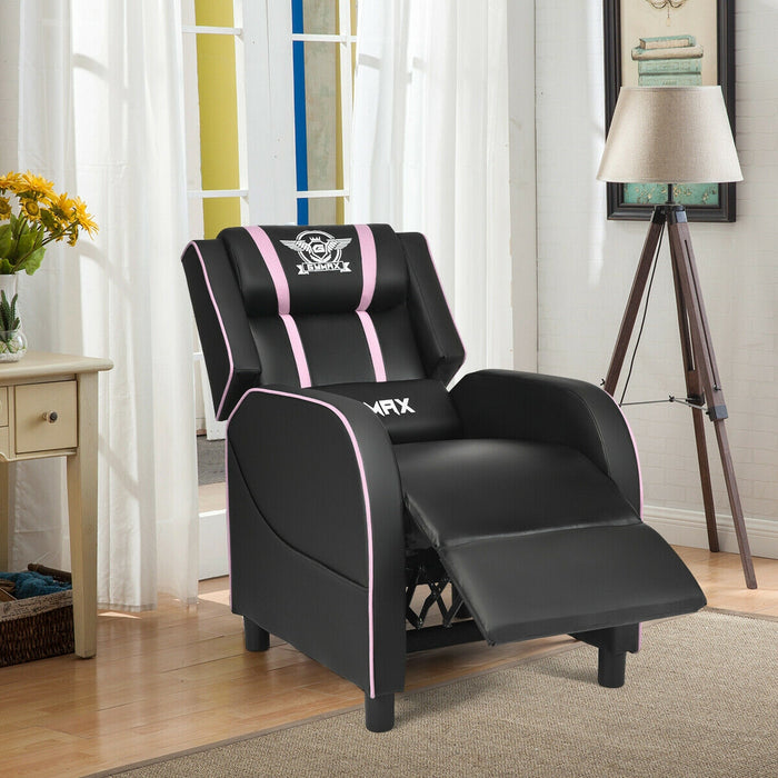 Massage Racing Gaming Single Recliner Chair-Pink