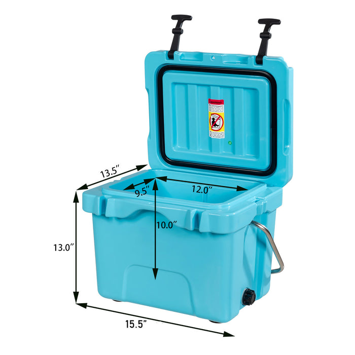 16 Quart 24-Can Capacity Portable Insulated Ice Cooler with 2 Cup Holders-Blue