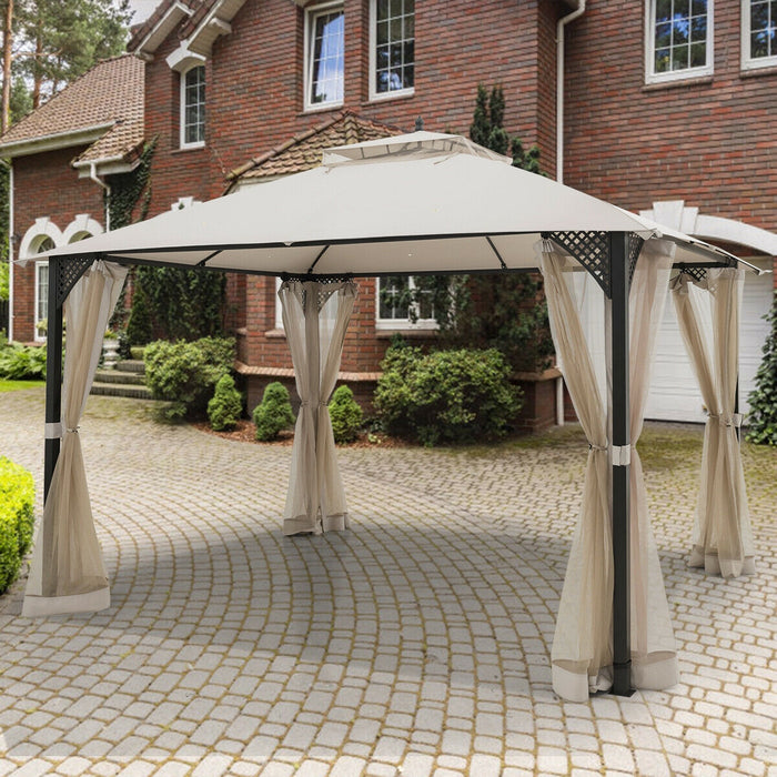 12â€™ x 10â€™Outdoor Double Top Patio Gazebo-Beige