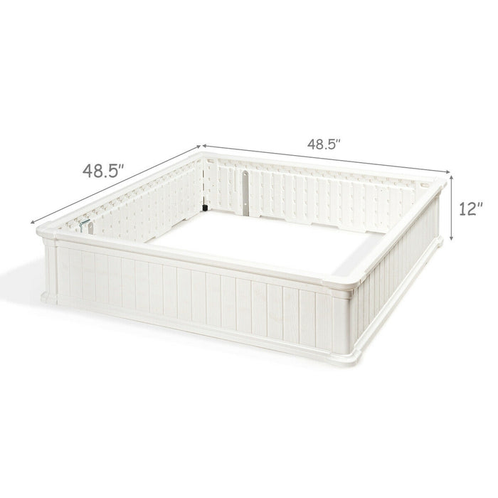 48 Inch Raised Garden Bed Planter for Flower Vegetables Patio-White