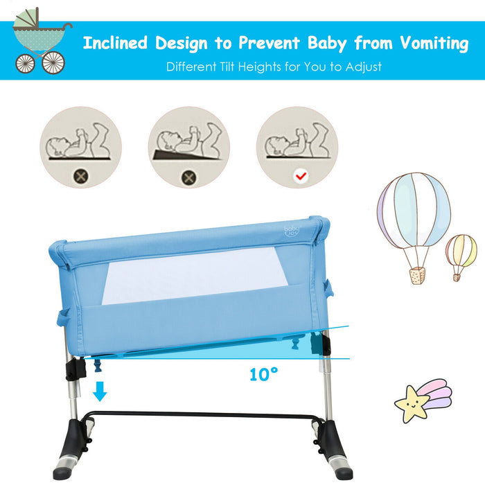 Travel Portable Baby Bed Side Sleeper  Bassinet Crib with Carrying Bag-Blue