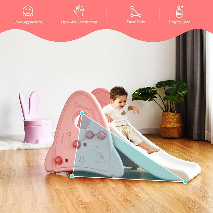 Freestanding Baby Slide Indoor First Play Climber Slide Set for Boys Girls -Pink