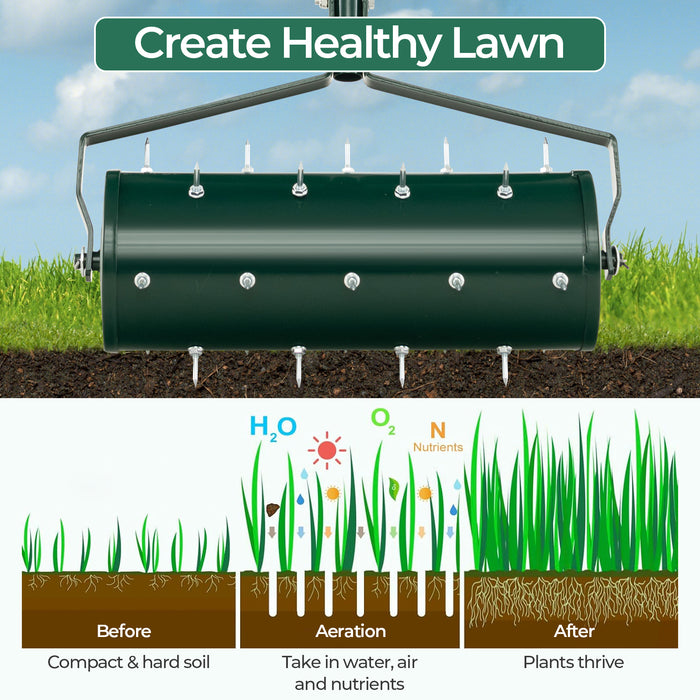 18/21 Inch Manual Lawn Aerator with Detachable Handle Filled with Sand or Stone-18 inches
