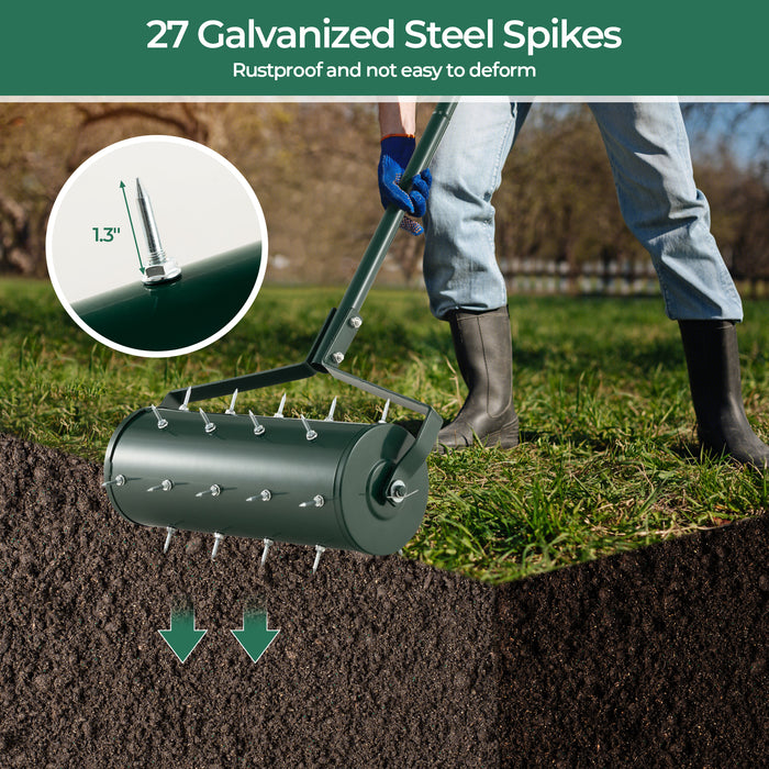 18/21 Inch Manual Lawn Aerator with Detachable Handle Filled with Sand or Stone-18 inches